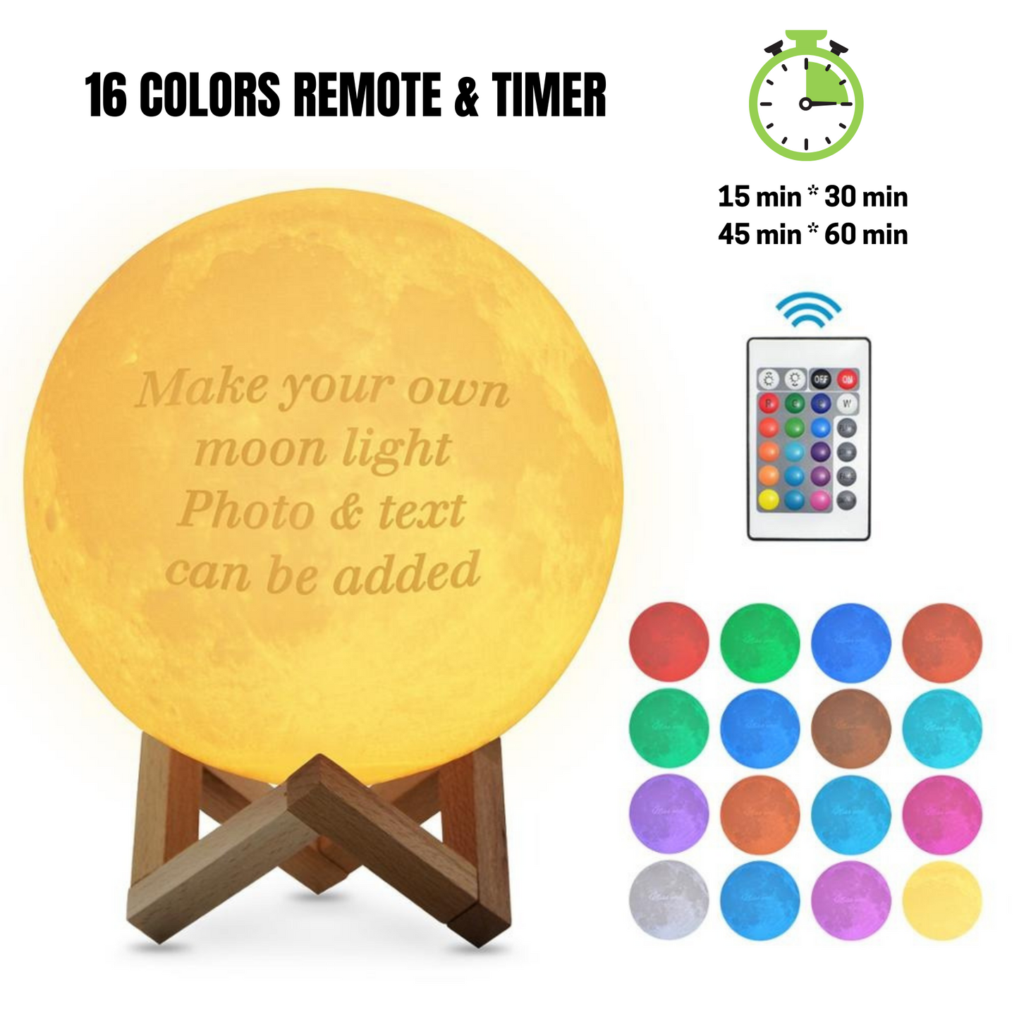 3D Personalised Printed Moon Lamp