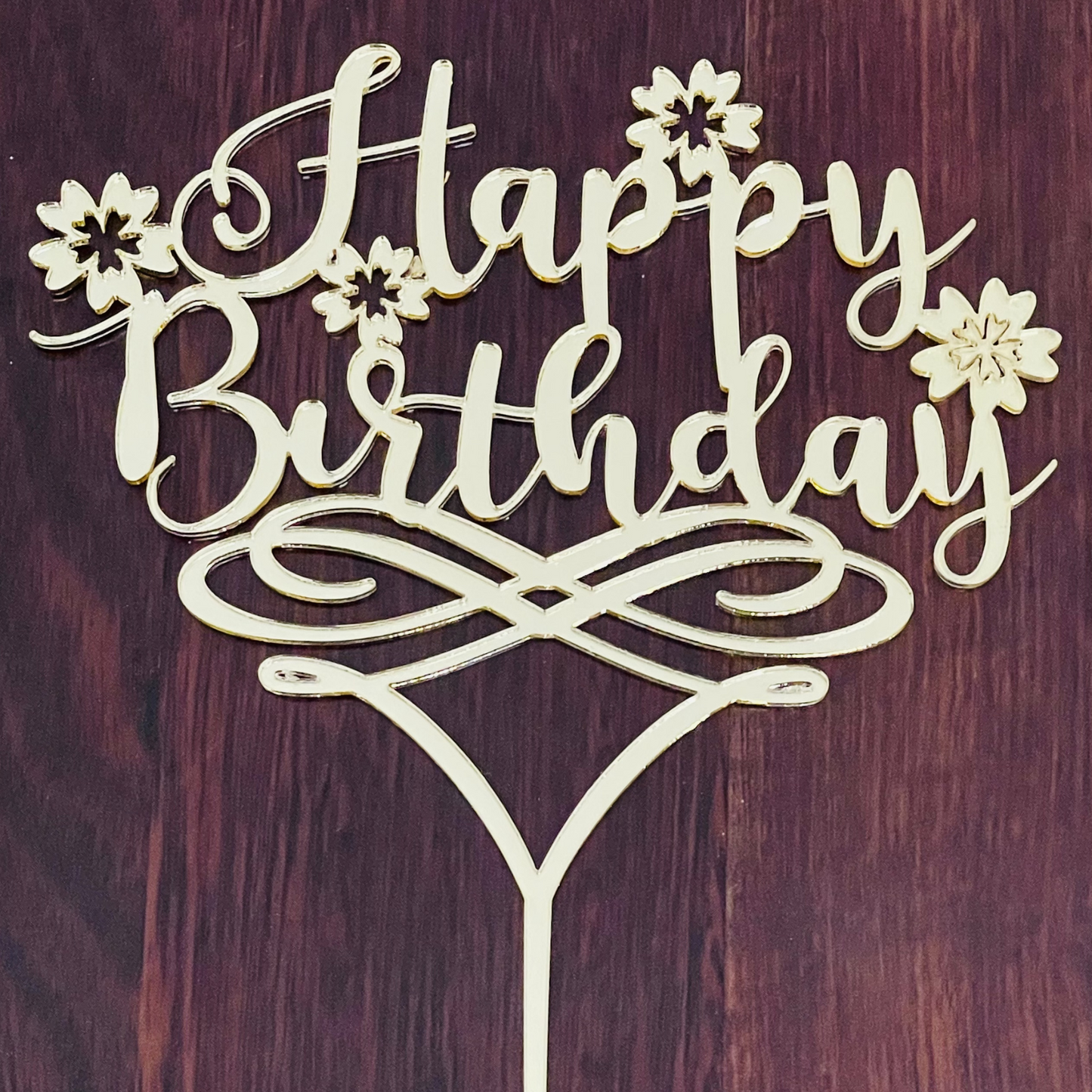 Happy Birthday Cake Topper With Flowers