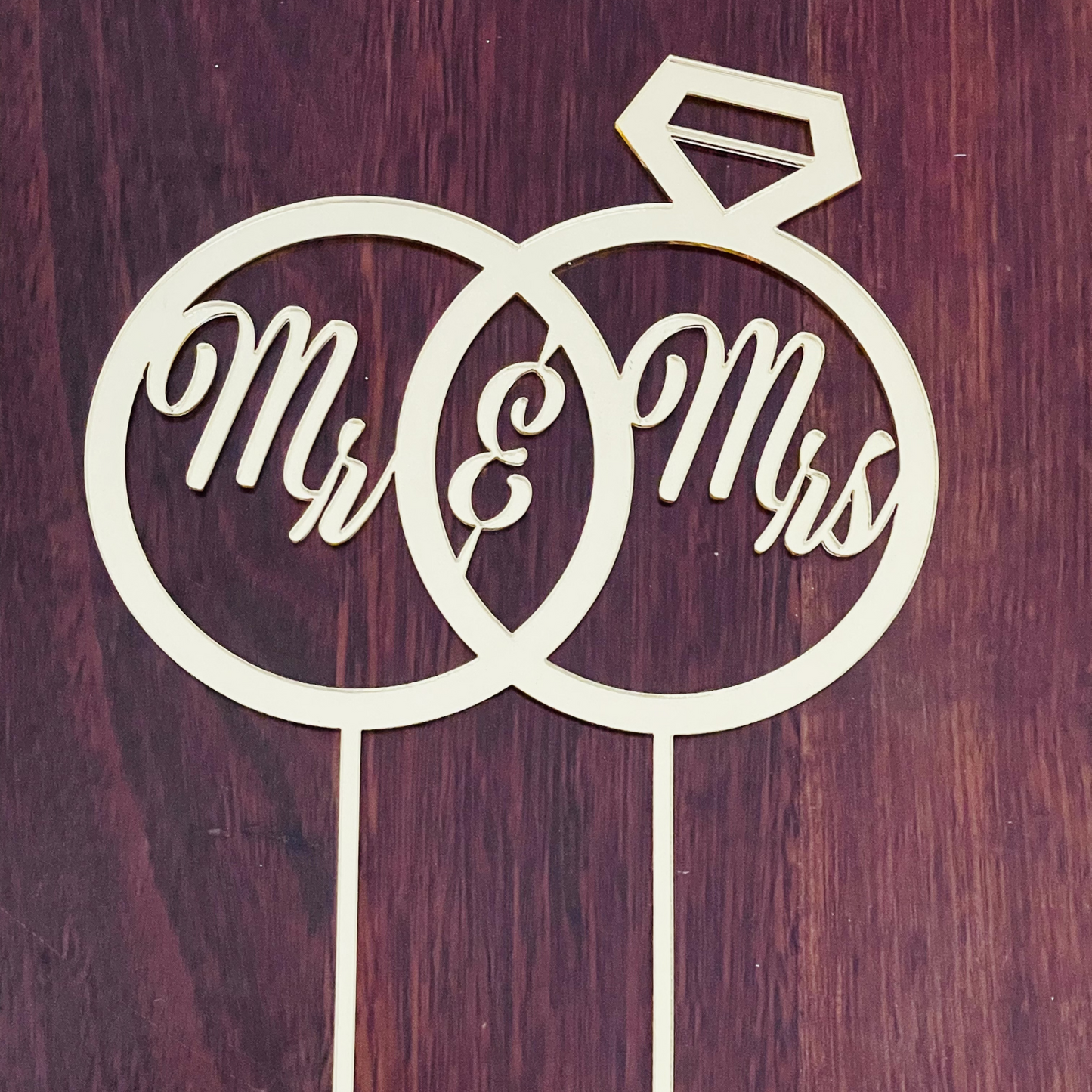 Mr and Mrs With Ring Bands Cake Topper