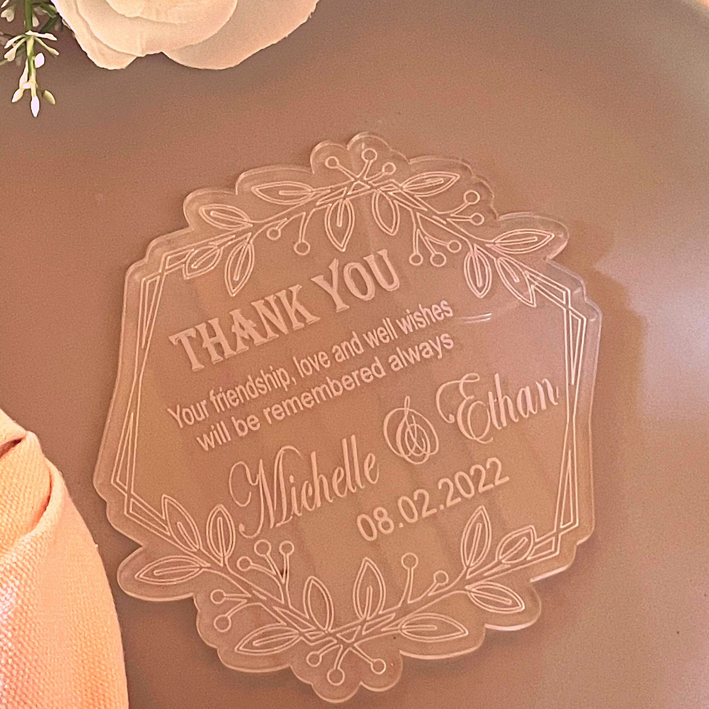 Floral Thank You Card For Wedding Decoration