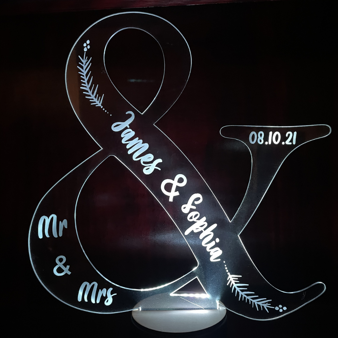 Personalised Couple LED Lamp AND" Sign LED lamp For Couples, Wedding, Anniversary and Family
