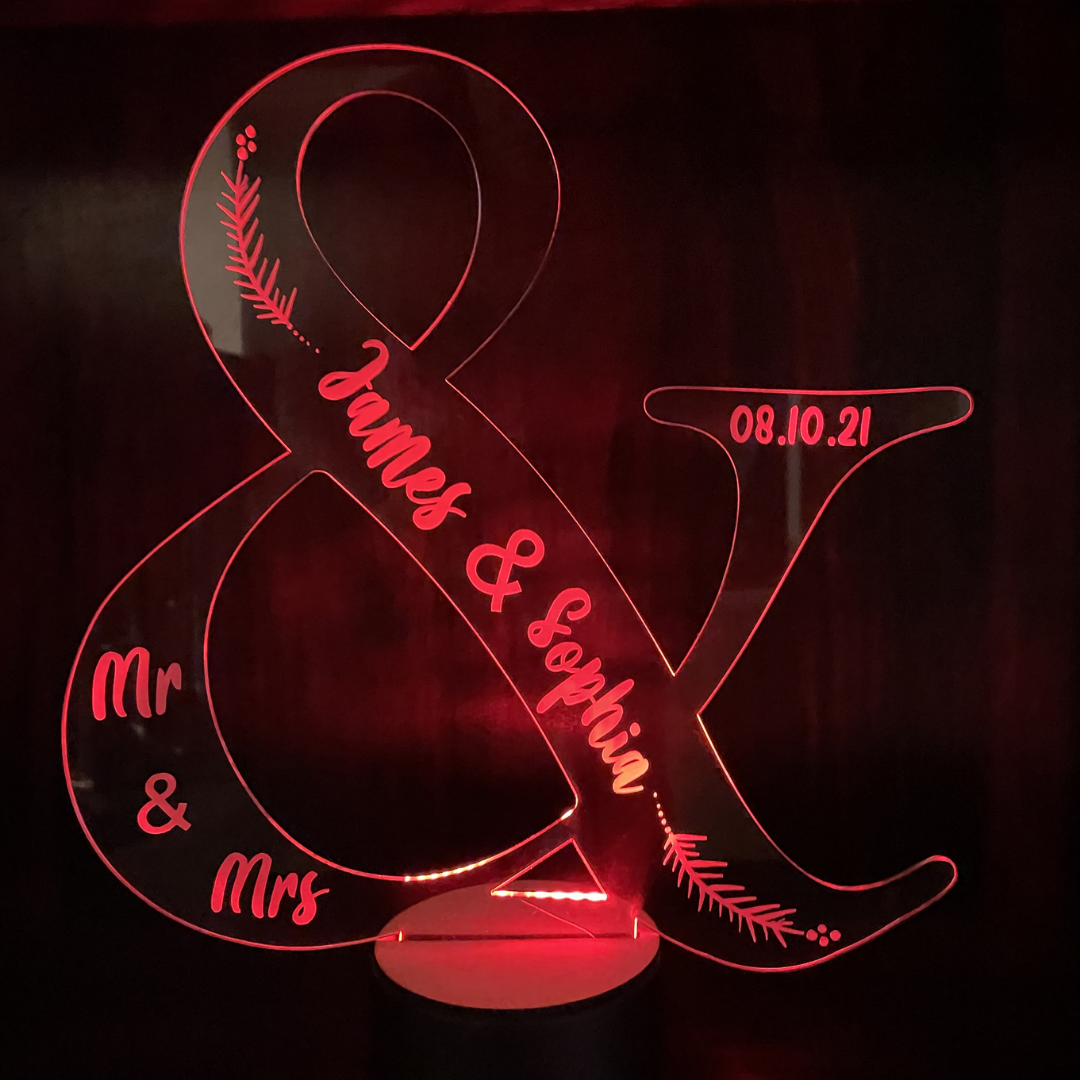 Personalised Couple LED Lamp AND" Sign LED lamp For Couples, Wedding, Anniversary and Family