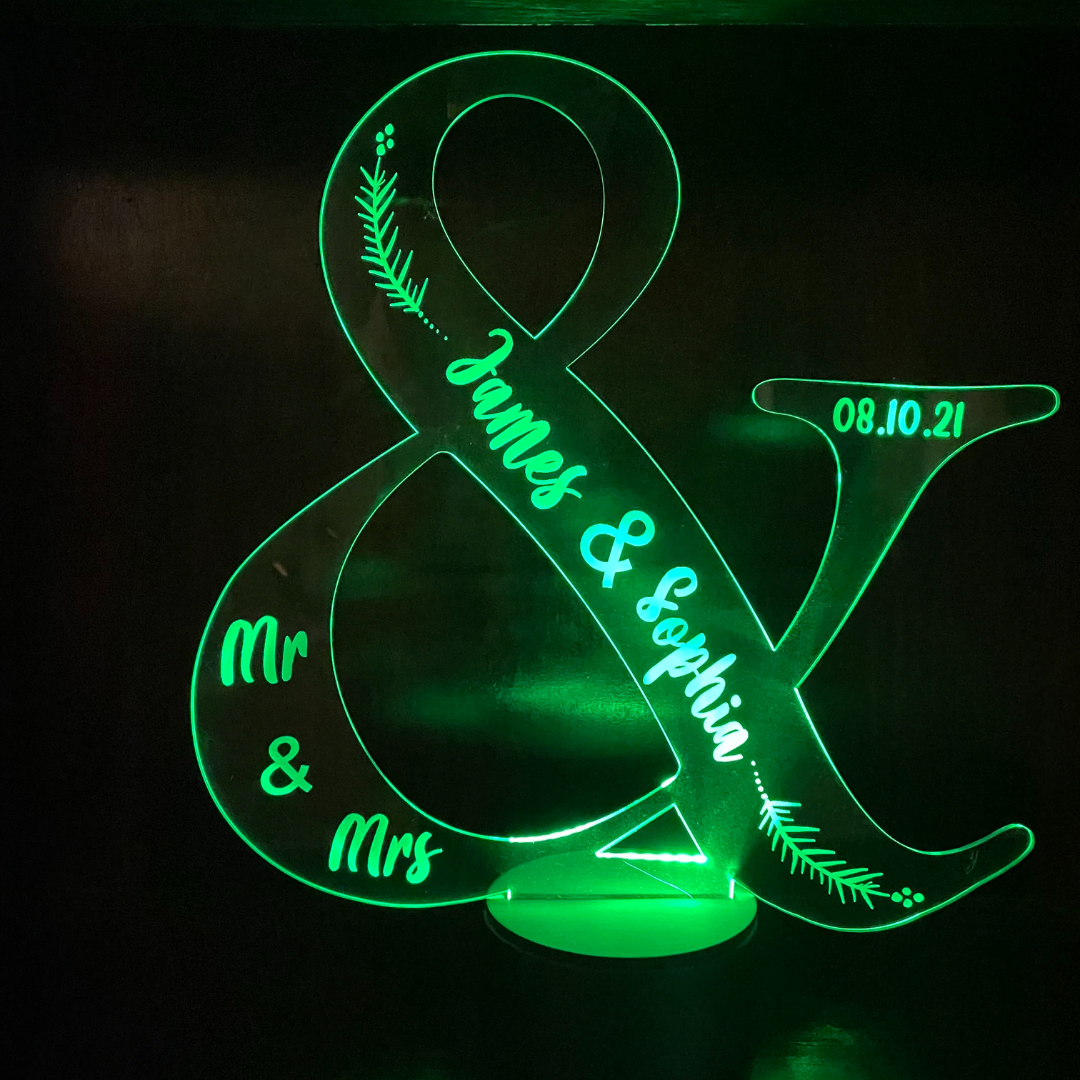 Personalised Couple LED Lamp AND" Sign LED lamp For Couples, Wedding, Anniversary and Family