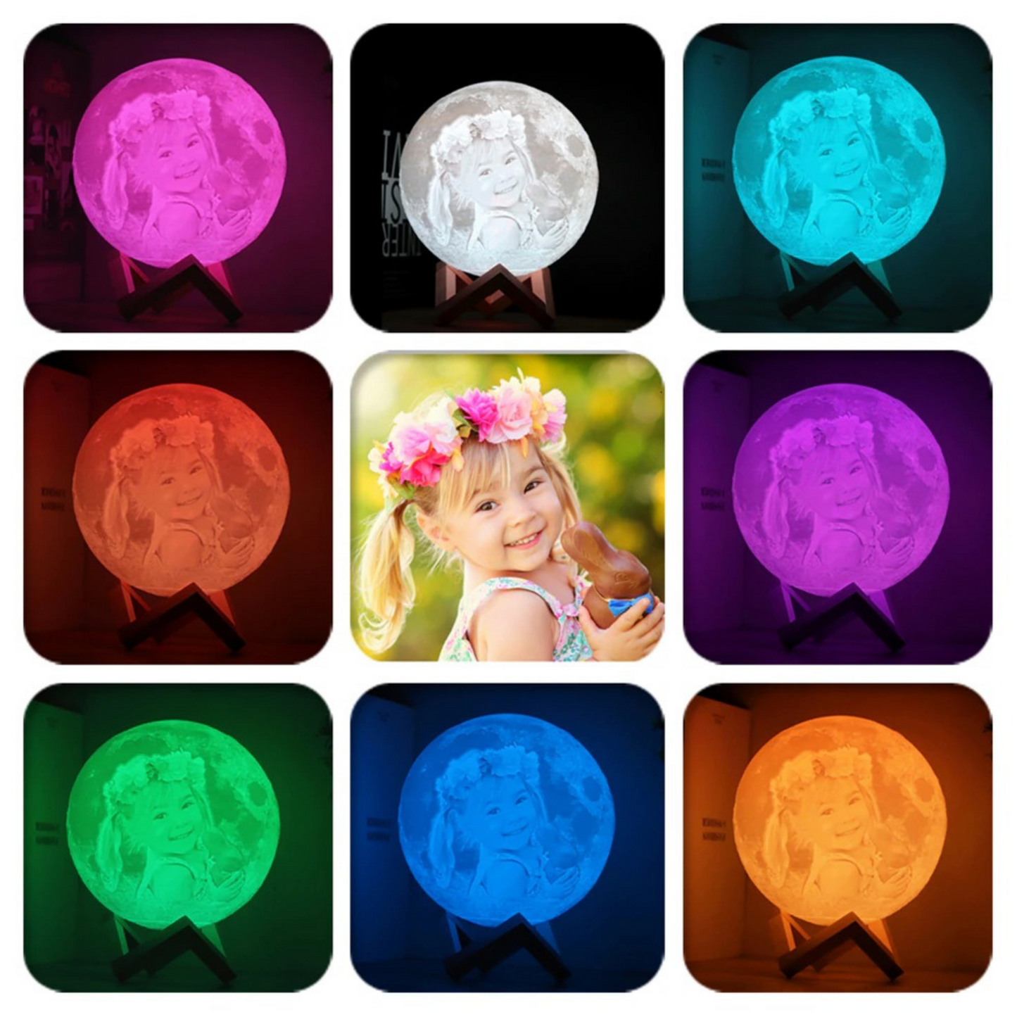 3D Personalised Printed Moon Lamp