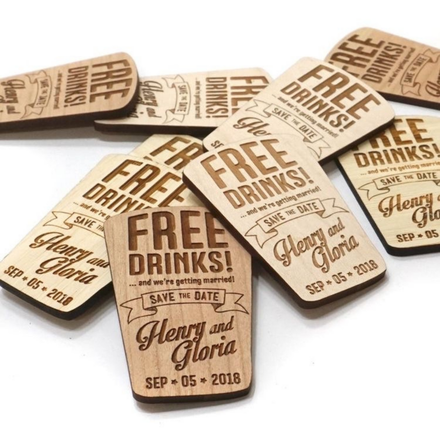 Free Drinks - Save The Date Card For Wedding Anniversary or Engagement Party