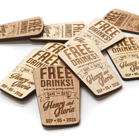 Free Drinks - Save The Date Card For Wedding Anniversary or Engagement Party