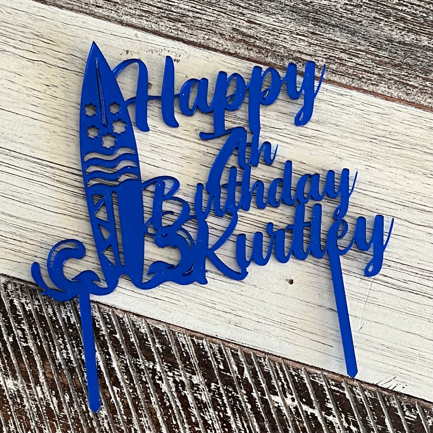 Surf Board Custom Happy Birthday Cake Topper