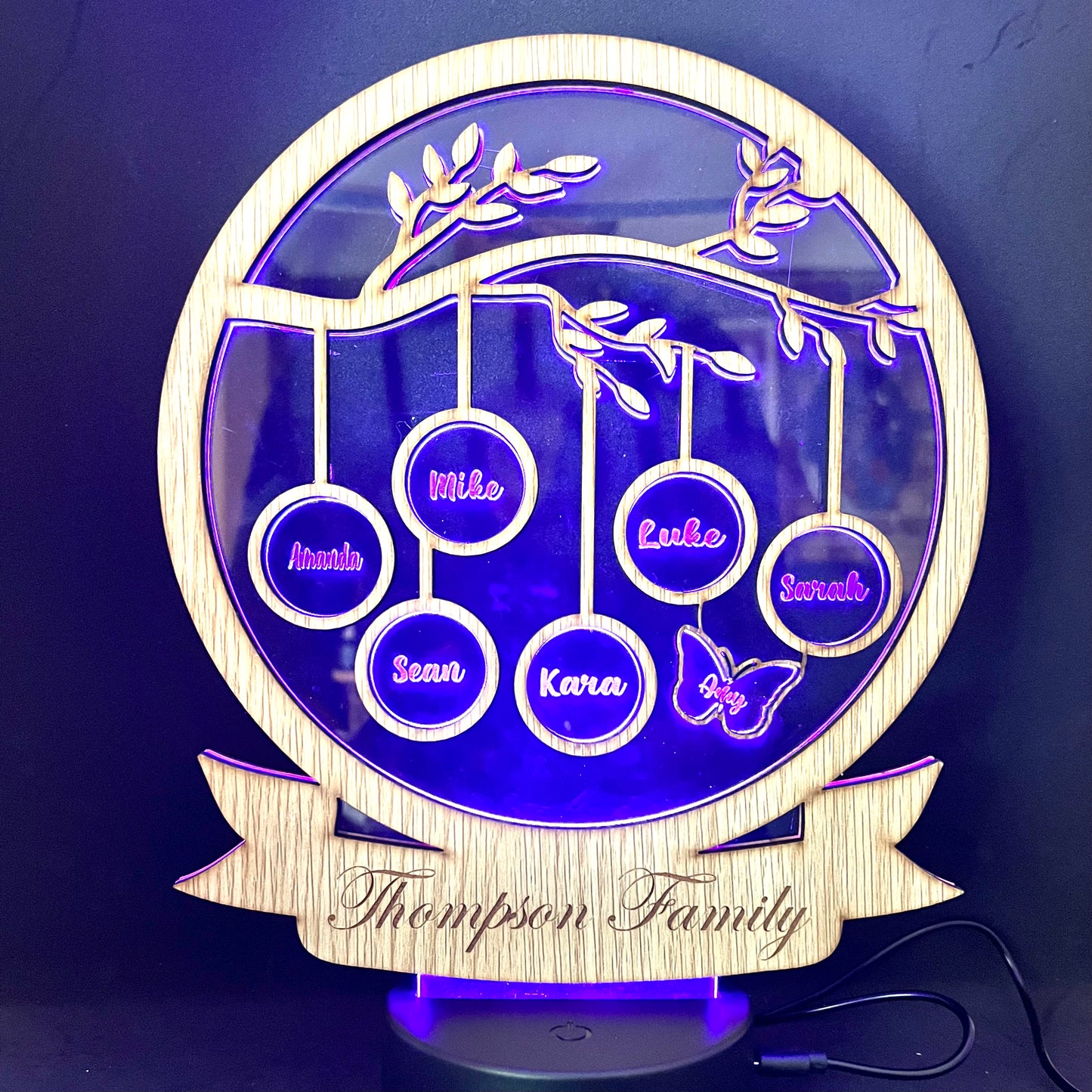 Customized Family Tree LED Lamp Gift - Personalized Gift Idea
