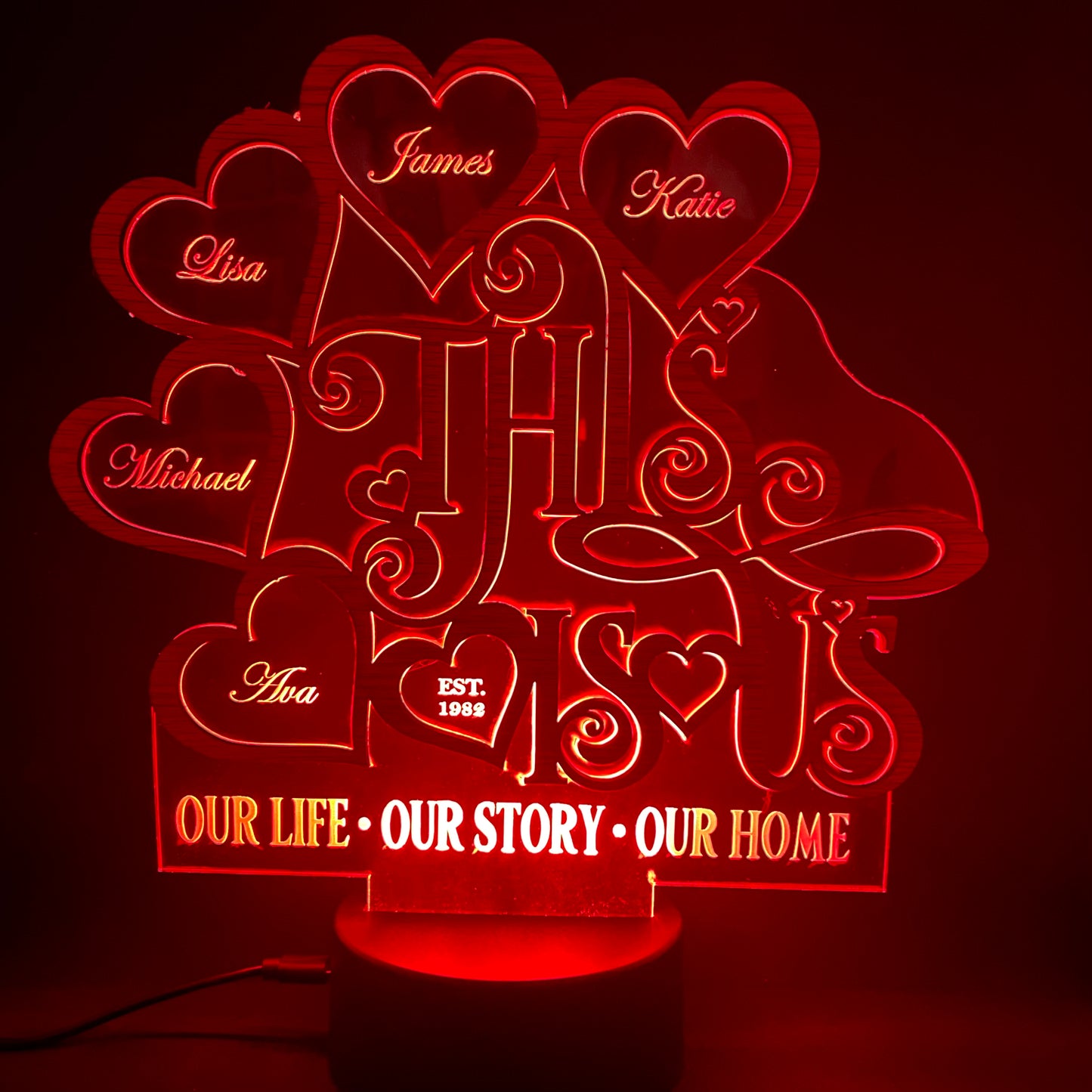 Custom Family Tree Gift LED Lamp - Personalized Gift Idea
