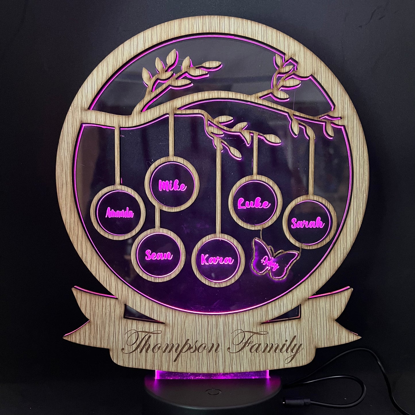 Customized Family Tree LED Lamp Gift - Personalized Gift Idea