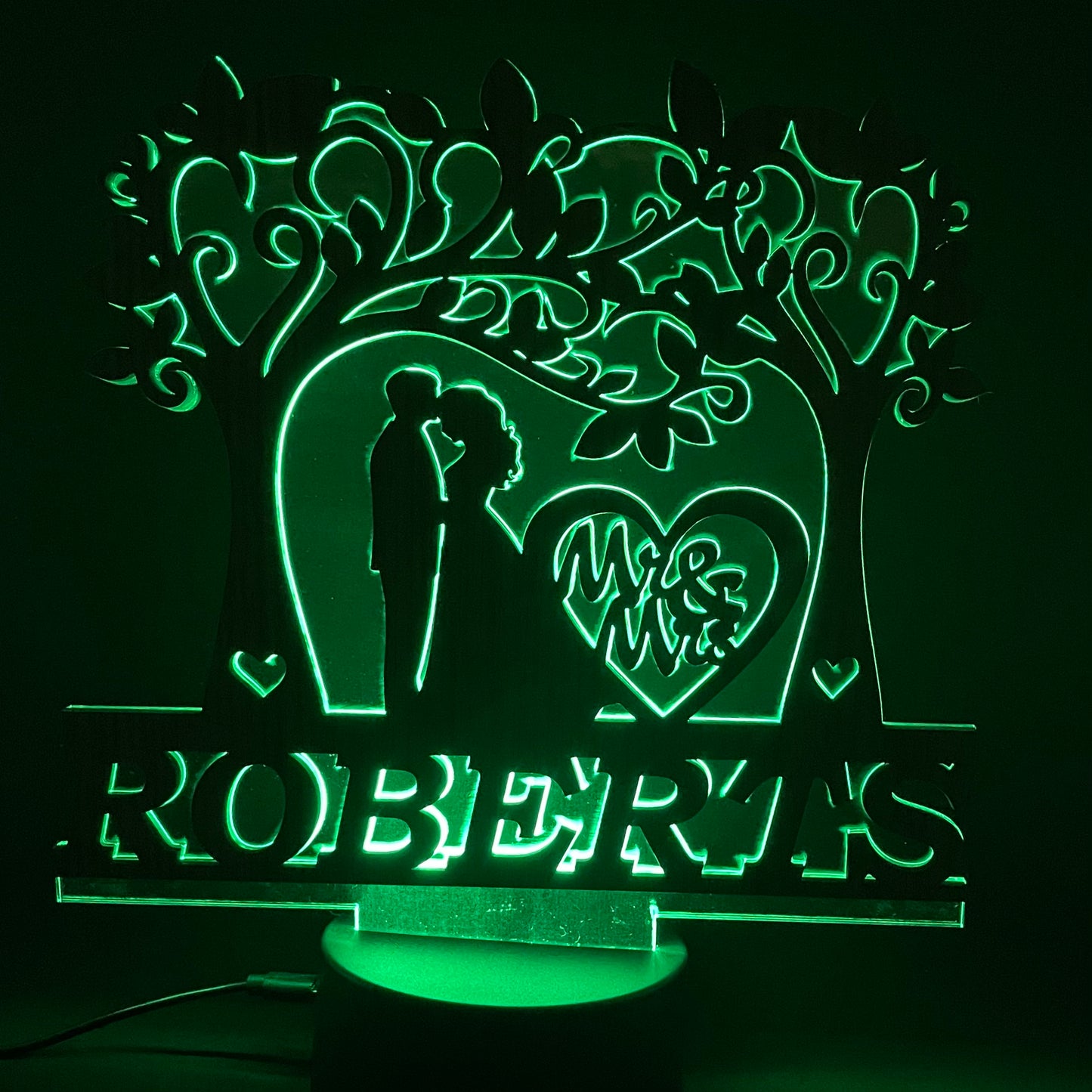Love Couple With Surname Under The Tree - LED Lamp