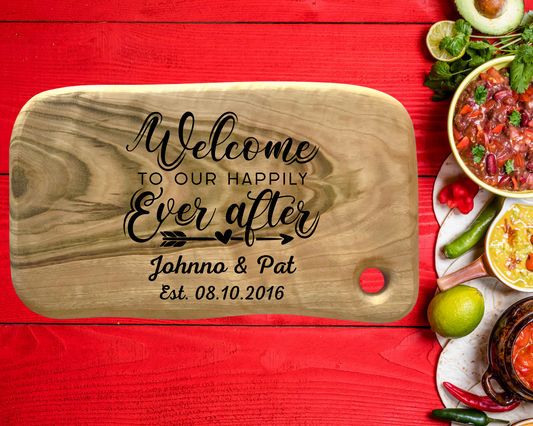 Engraved Aromatic Wooden Board - Welcome Happly Ever After