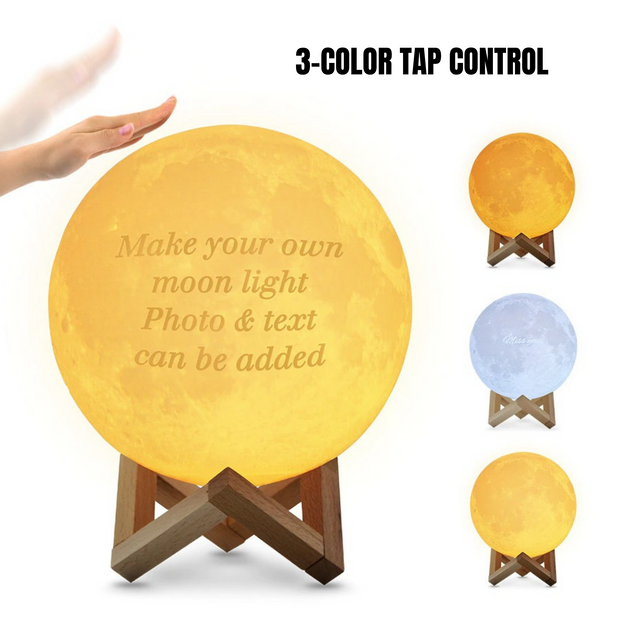 3D Personalised Printed Moon Lamp
