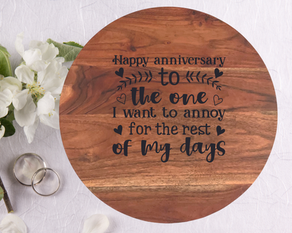 Engraved Aromatic Wooden Board-Happy Anniversary To The One