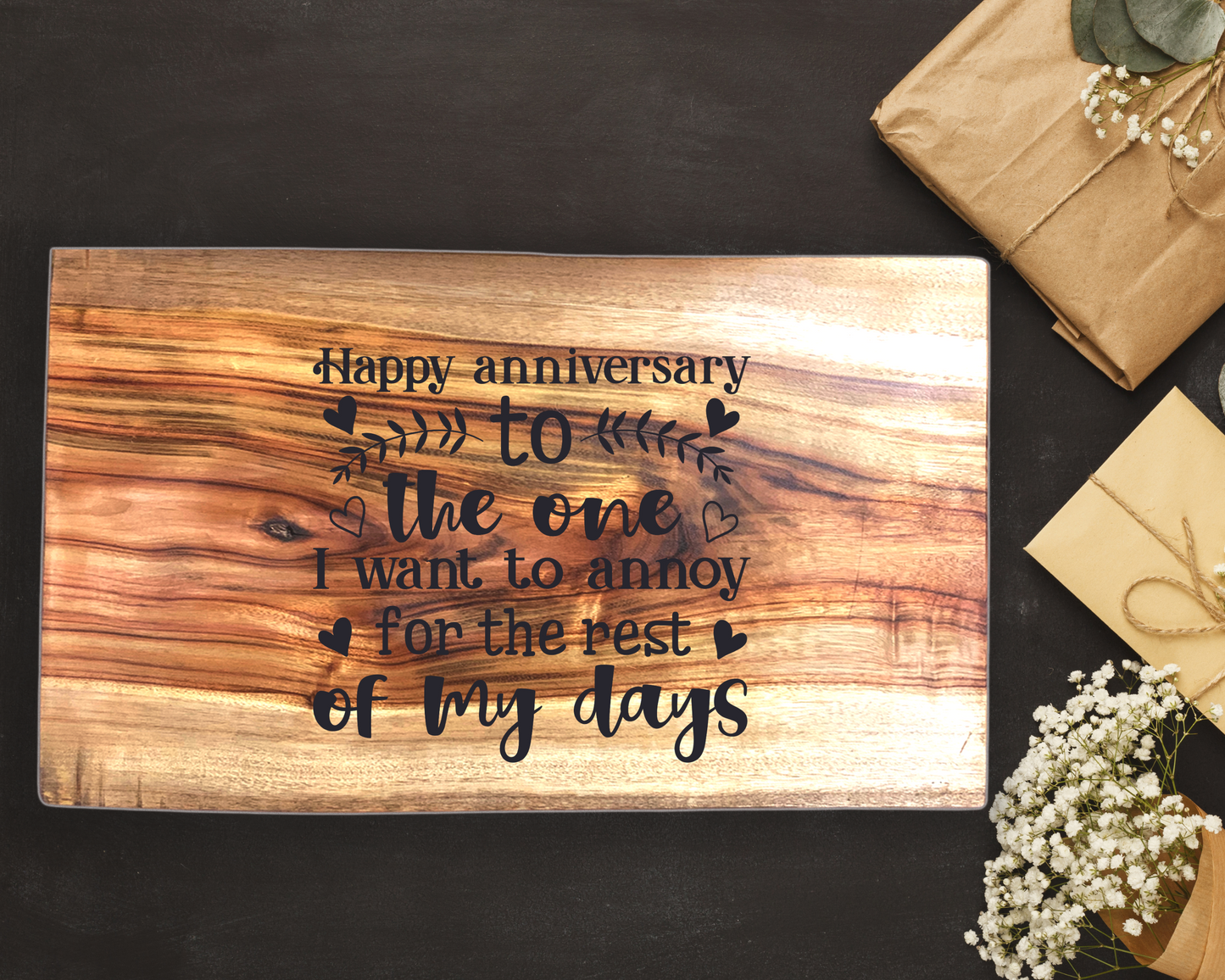 Engraved Aromatic Wooden Board-Happy Anniversary To The One