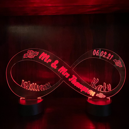 Engraved INFINITY Sign Led Lamp For Wedding, Anniversary, Engagement