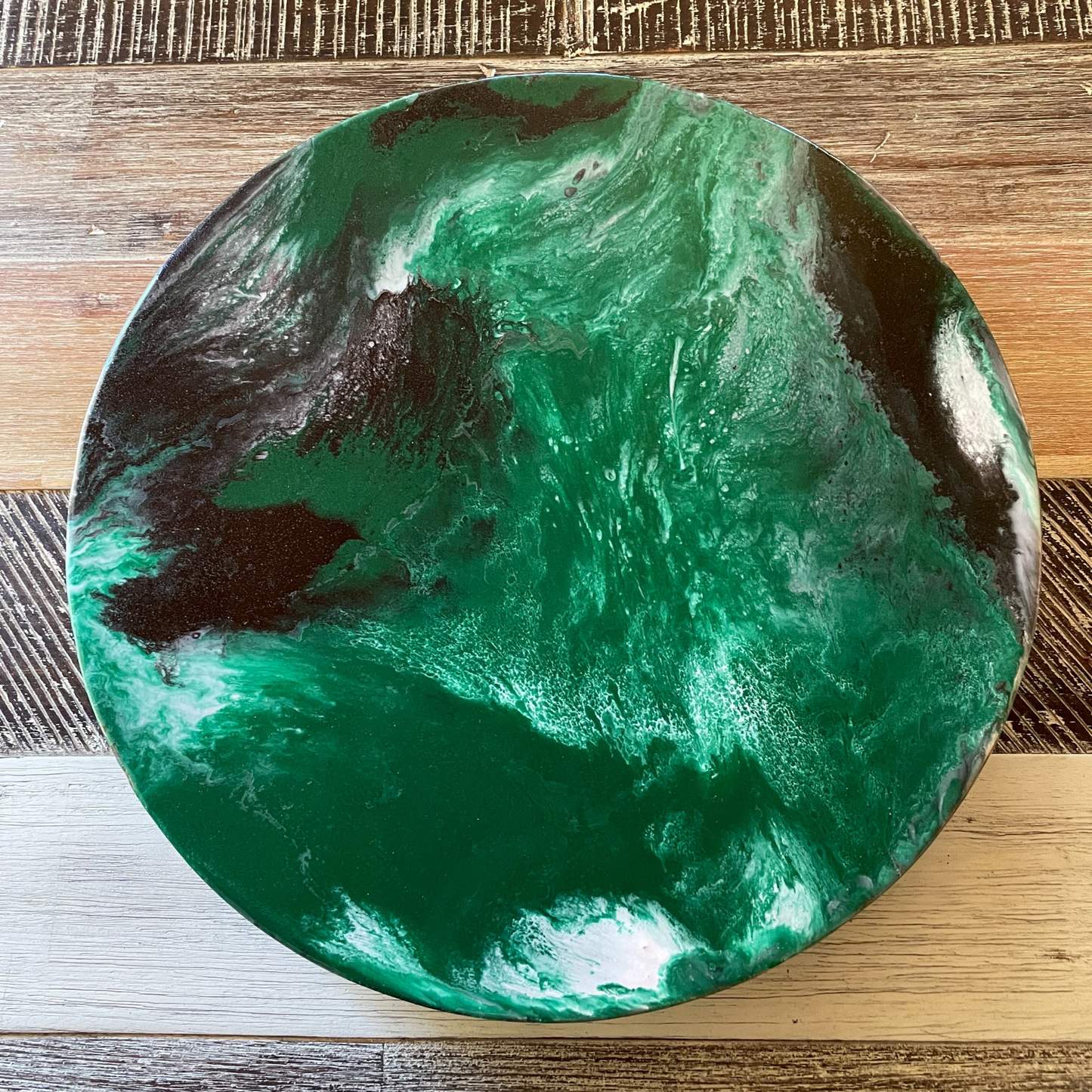 Lazy Susan Resin Art - Green Black