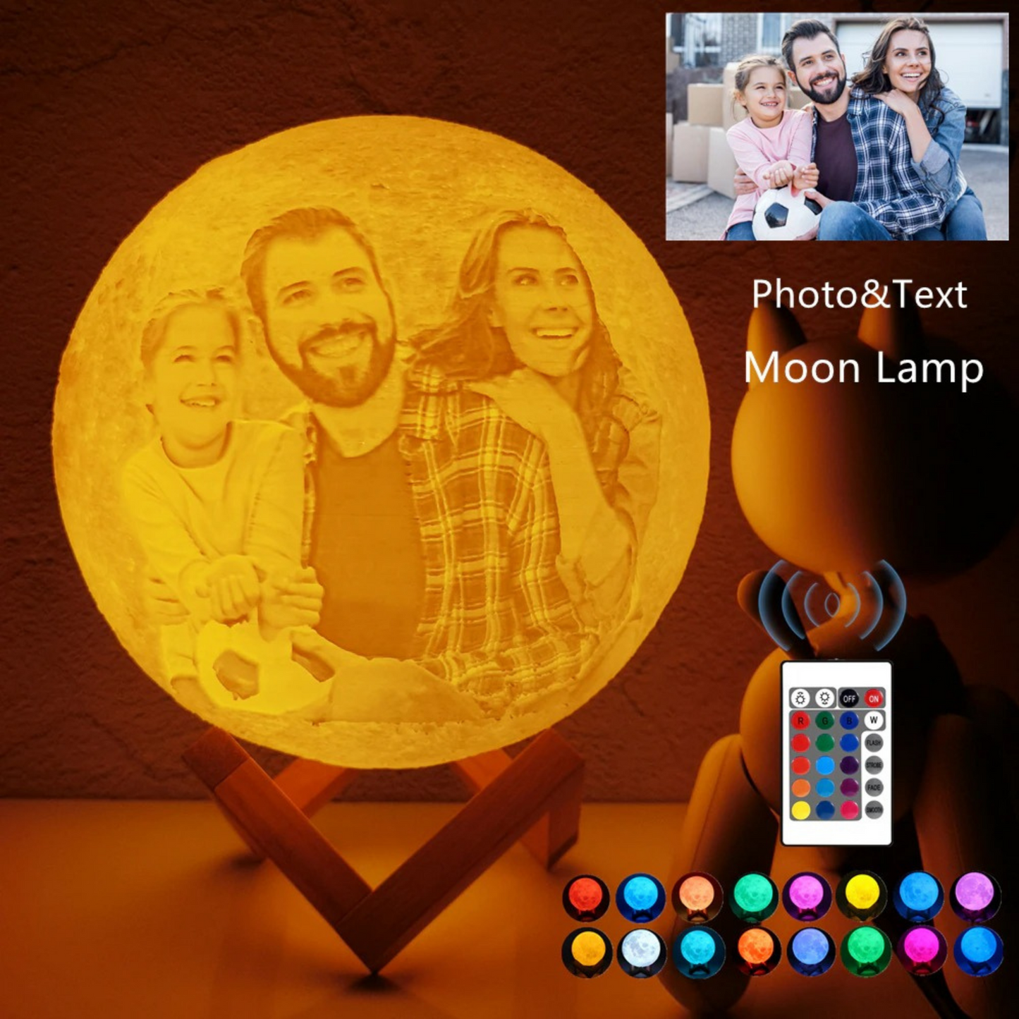 3D Personalised Printed Moon Lamp