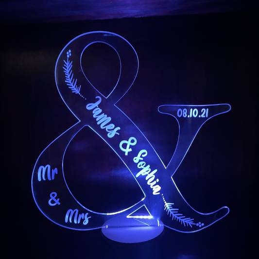 Personalised Couple LED Lamp AND" Sign LED lamp For Couples, Wedding, Anniversary and Family