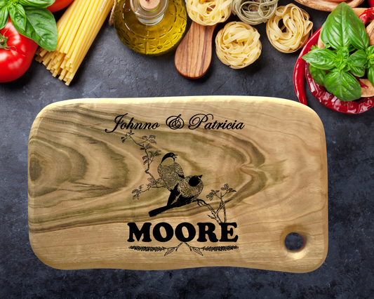 Engraved Aromatic Wooden Board  - Birds With Names and Surnames