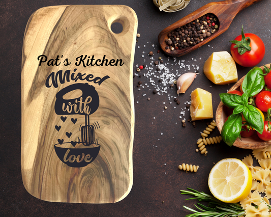 Engraved Aromatic Wooden Board - Kitchen Mixed With Love
