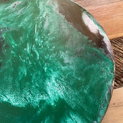 Lazy Susan Resin Art - Green Black