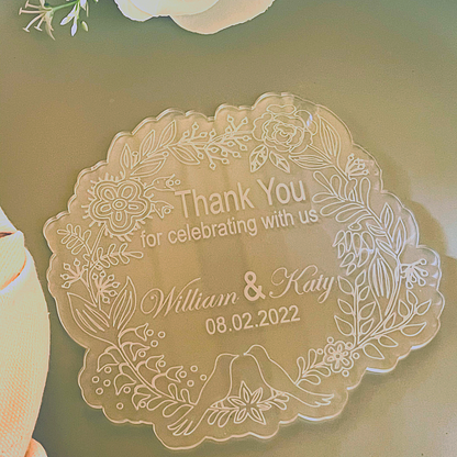 Floral Ribbon Thank You Card For Wedding Decoration