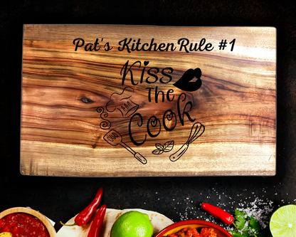 Engraved Wooden Board Aromatic - Kiss The Cook