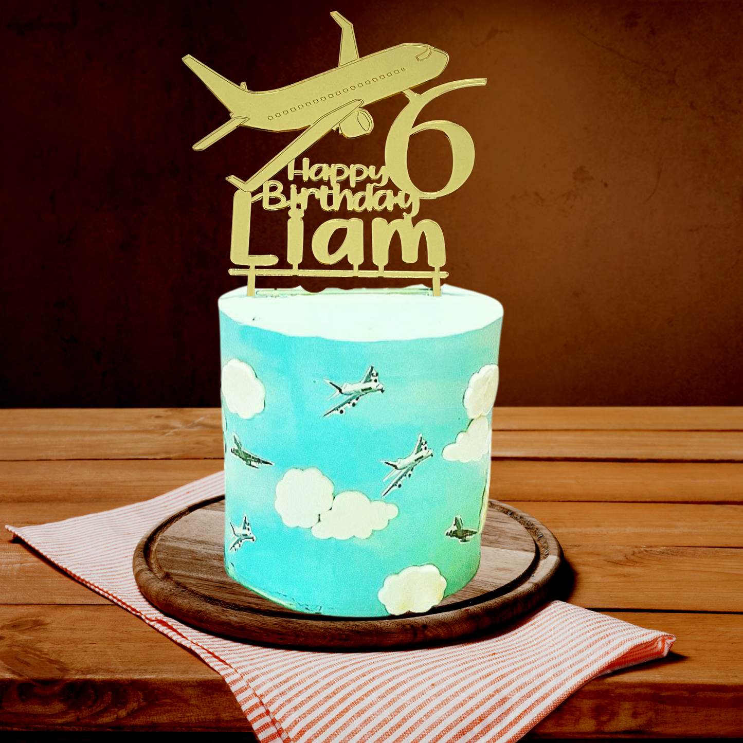 Airplane Custom Happy Birthday Cake Topper