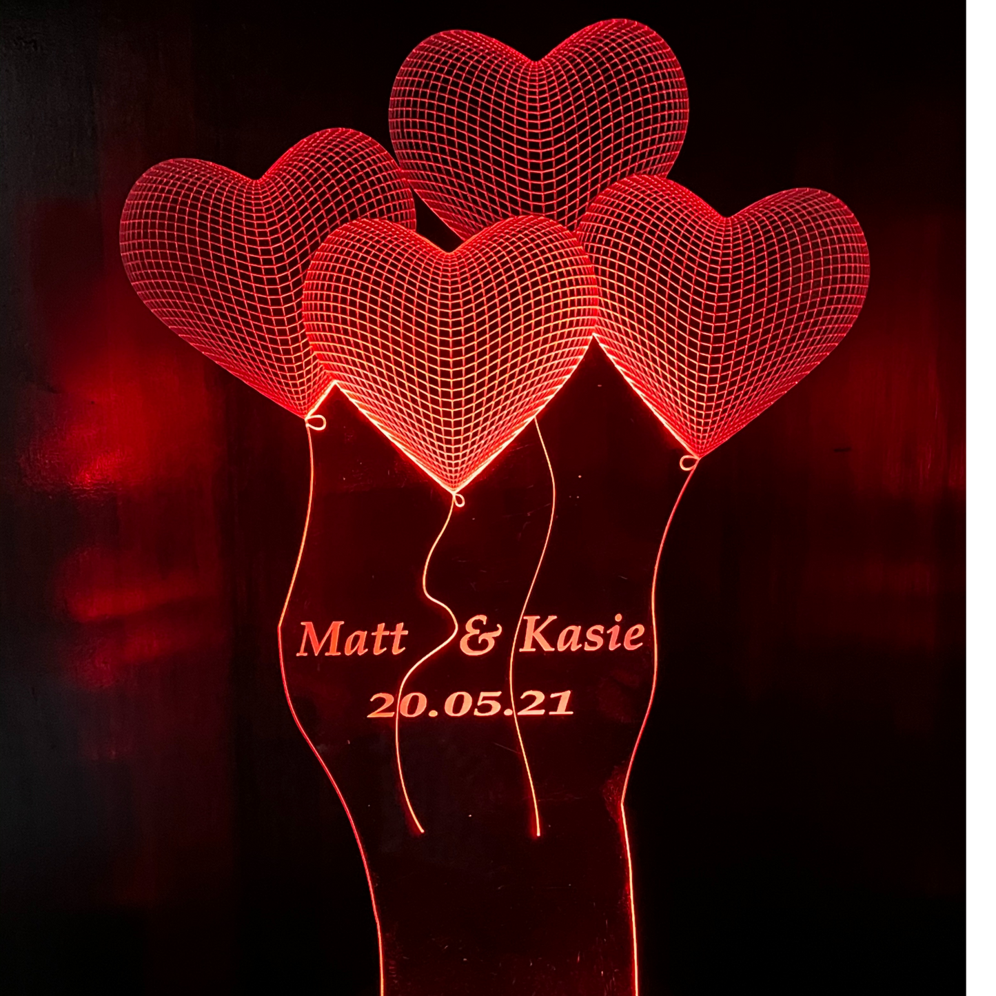 3D Hearts LED Lamp For Weddings, Anniversary, Engagement