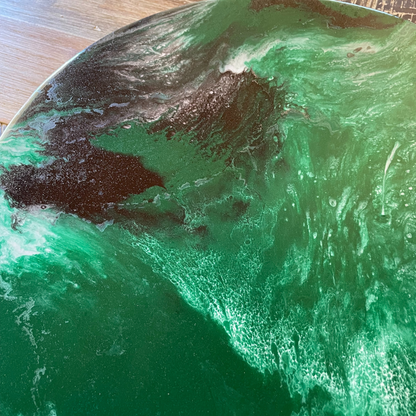 Lazy Susan Resin Art - Green Black