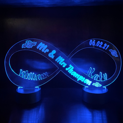 Engraved INFINITY Sign Led Lamp For Wedding, Anniversary, Engagement