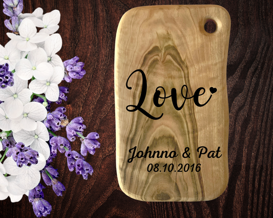 Engraved Aromatic Wooden Board - Love with Names and Date