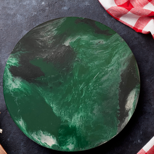 Lazy Susan Resin Art - Green Black