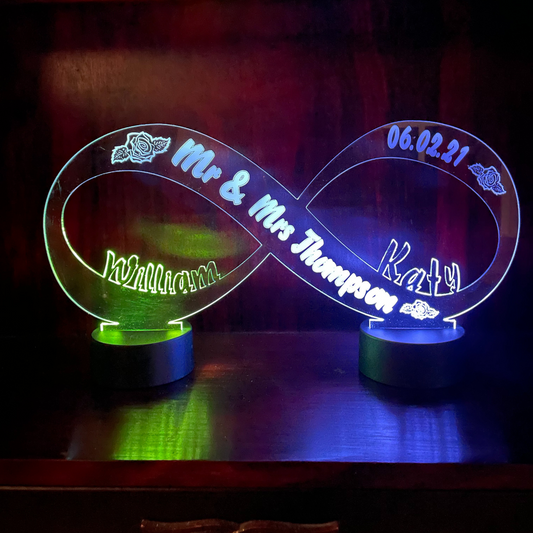 Engraved INFINITY Sign Led Lamp For Wedding, Anniversary, Engagement