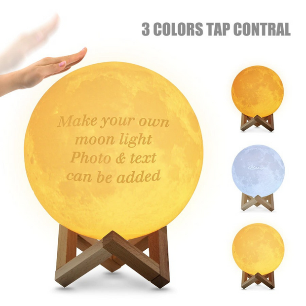 3D Personalised Printed Moon Lamp