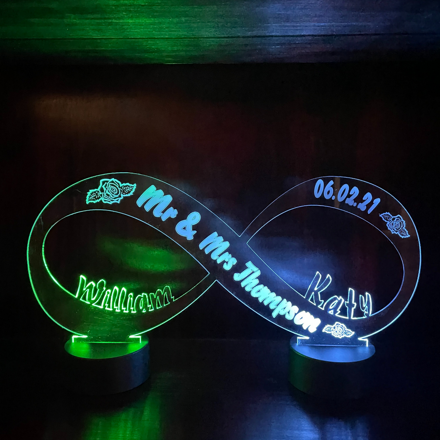 Engraved INFINITY Sign Led Lamp For Wedding, Anniversary, Engagement