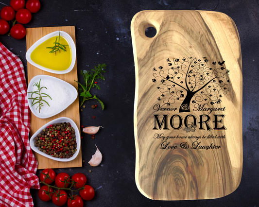 Engraved Aromatic Wooden Board - Family Tree Names & Message