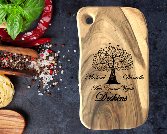 Engraved  Aromatic Wooden Board - Family Tree With Names