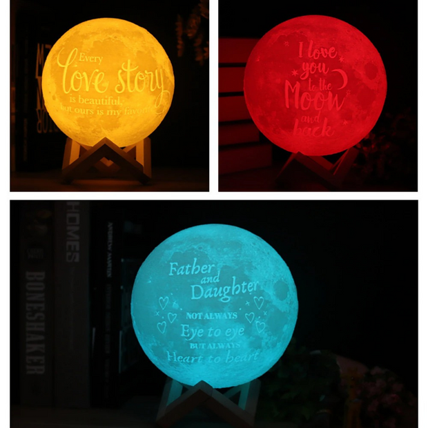 3D Personalised Printed Moon Lamp