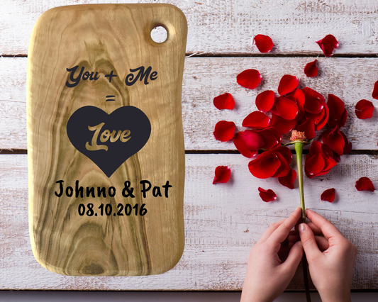 Engraved Aromatic Wooden Board - You and Me Equal Love