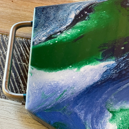 Serving Tray Resin Art - Ocean Blue