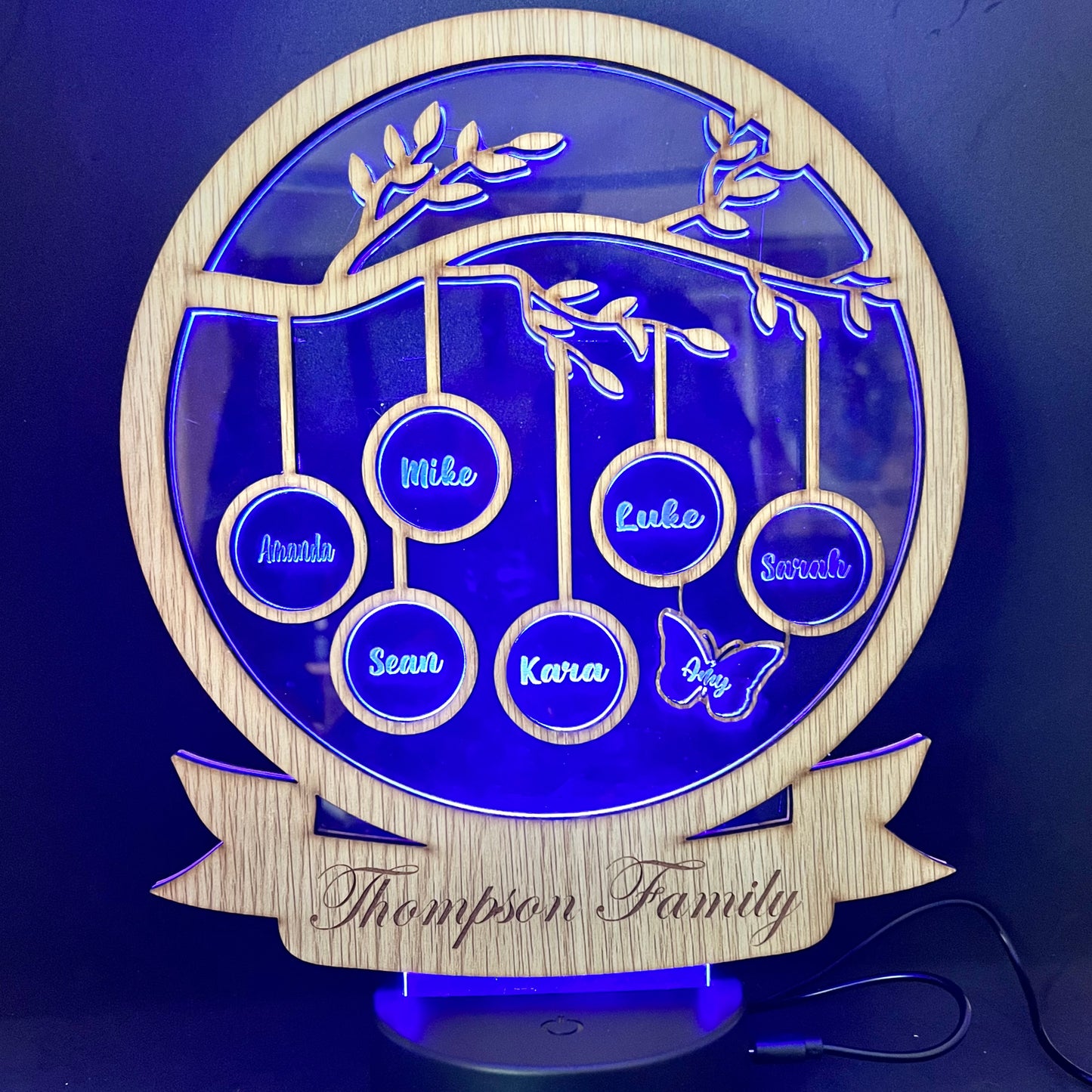 Customized Family Tree LED Lamp Gift - Personalized Gift Idea