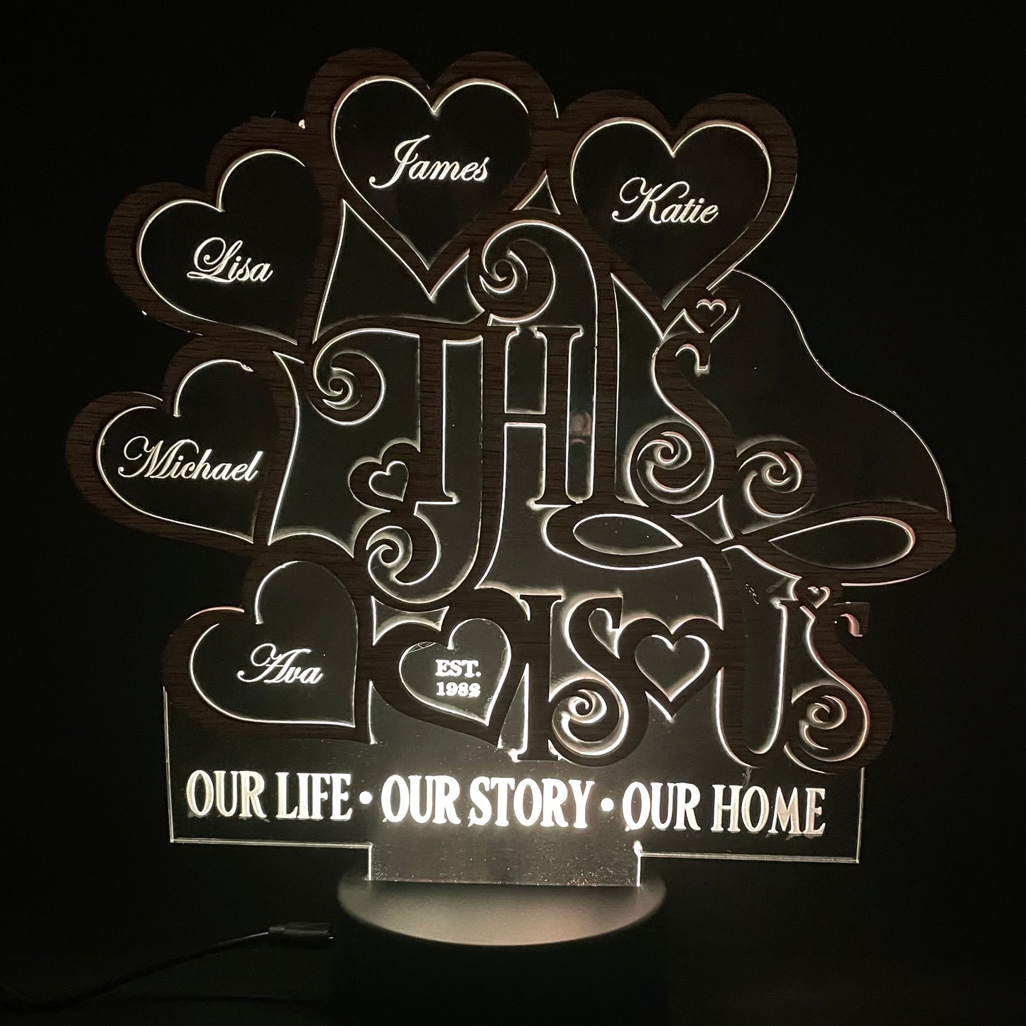 Custom Family Tree Gift LED Lamp - Personalized Gift Idea