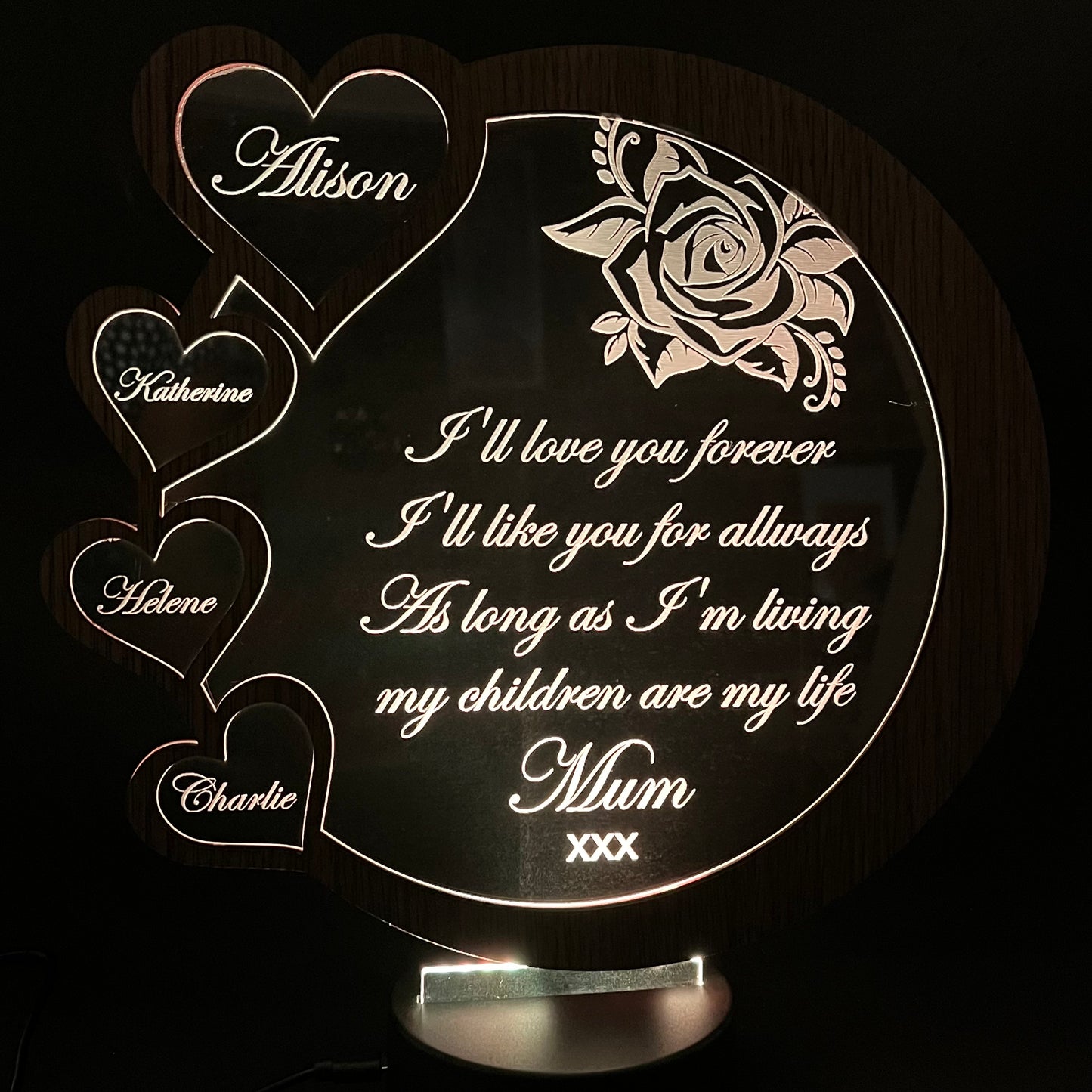 Family Hearts Unique Mother's Day Gift LED Lamp