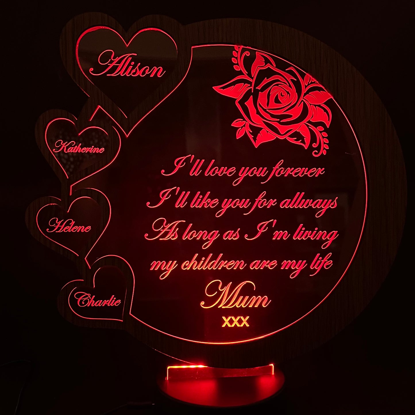 Family Hearts Unique Mother's Day Gift LED Lamp