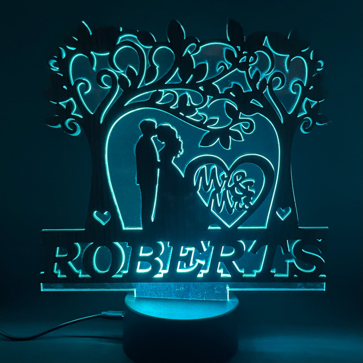 Love Couple With Surname Under The Tree - LED Lamp